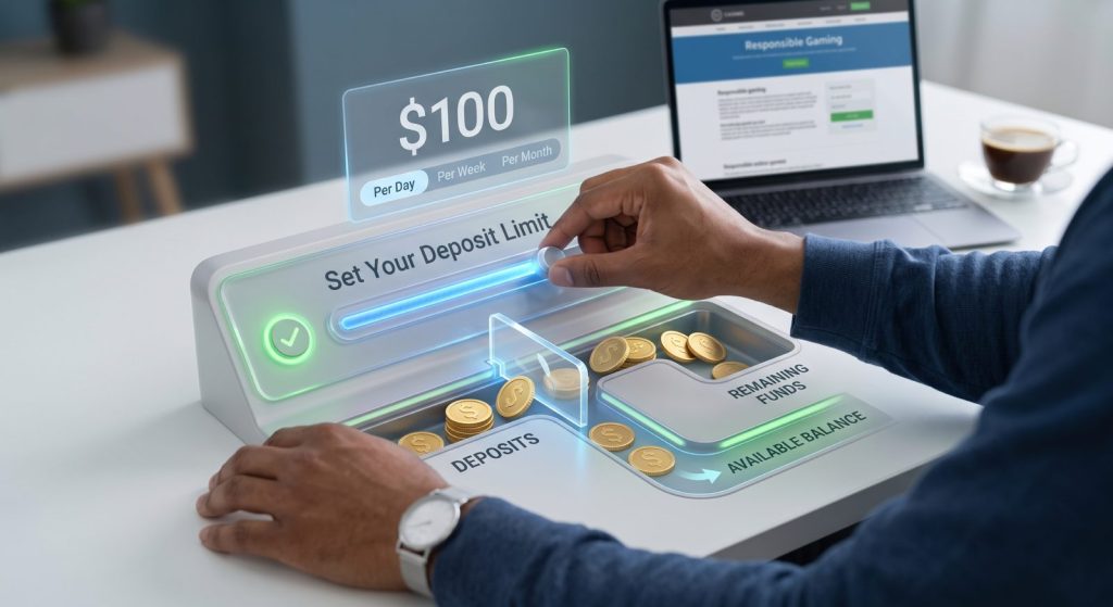 Setting a daily deposit limit of 100 dollars in an online account